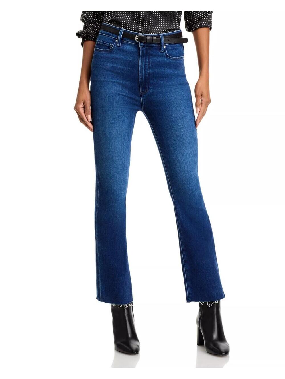 239$ PAIGE Claudine Ankle Flare Leg Denim Jeans High Rise Size 23 Dark Blue